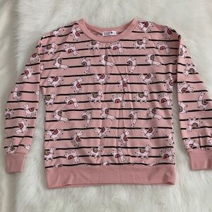 Llamas Animal Print Pink and Black Striped Graphic Hoodie